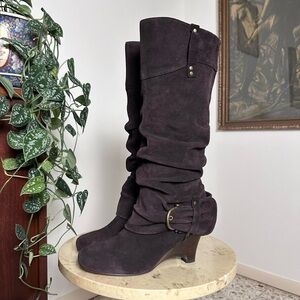 Vintage 2000s Naughty Monkey slouchy knee high rounded toe low heel boots